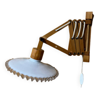Lampe applique liseuse accordéon bois