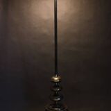 1940s Restored Floor Lamp in Brass Finish with  Glass Shade