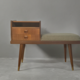 Teak telephone bench, Vintage Scandinavian 1960s
