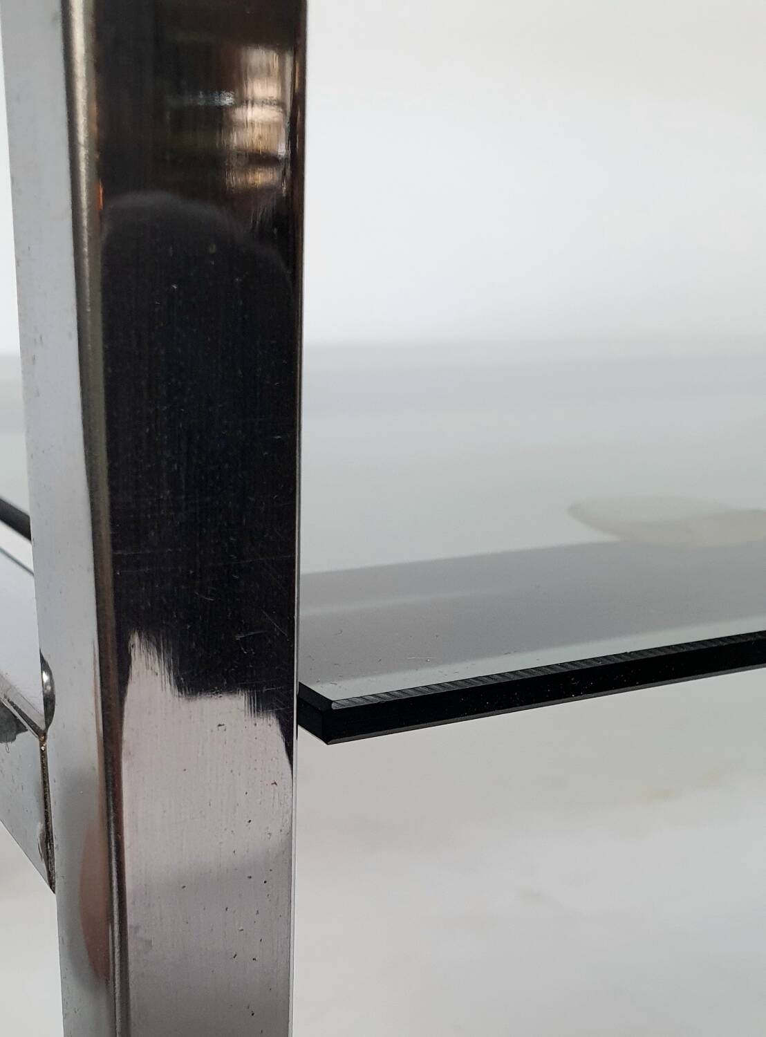 Vintage chrome and smoked glass console