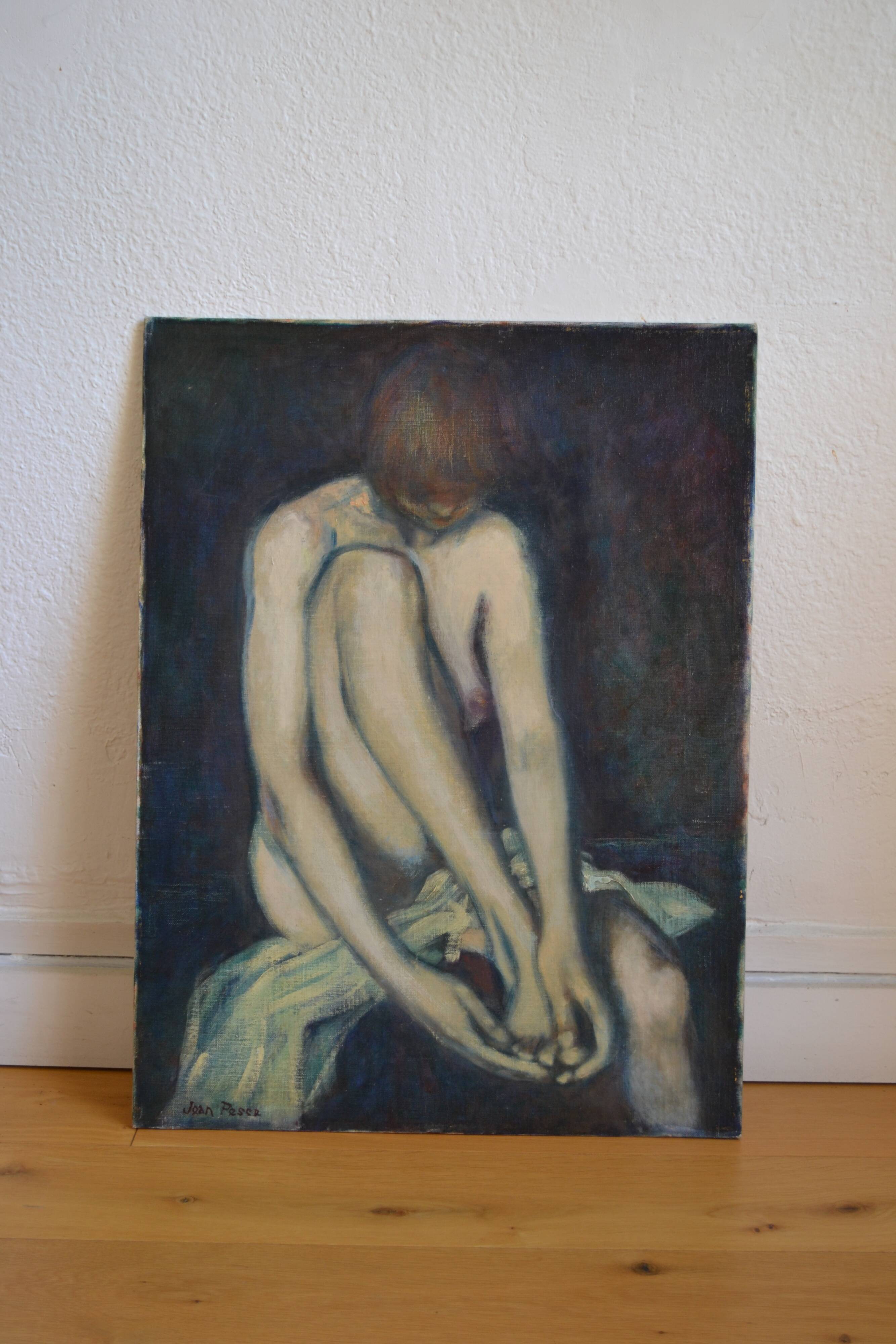 Jean Pesce (1926) painting "nude with bent leg" HSP