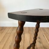 Tripod stool in beaded wood / turned 40s