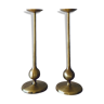 Pair of brushed brass candelabra