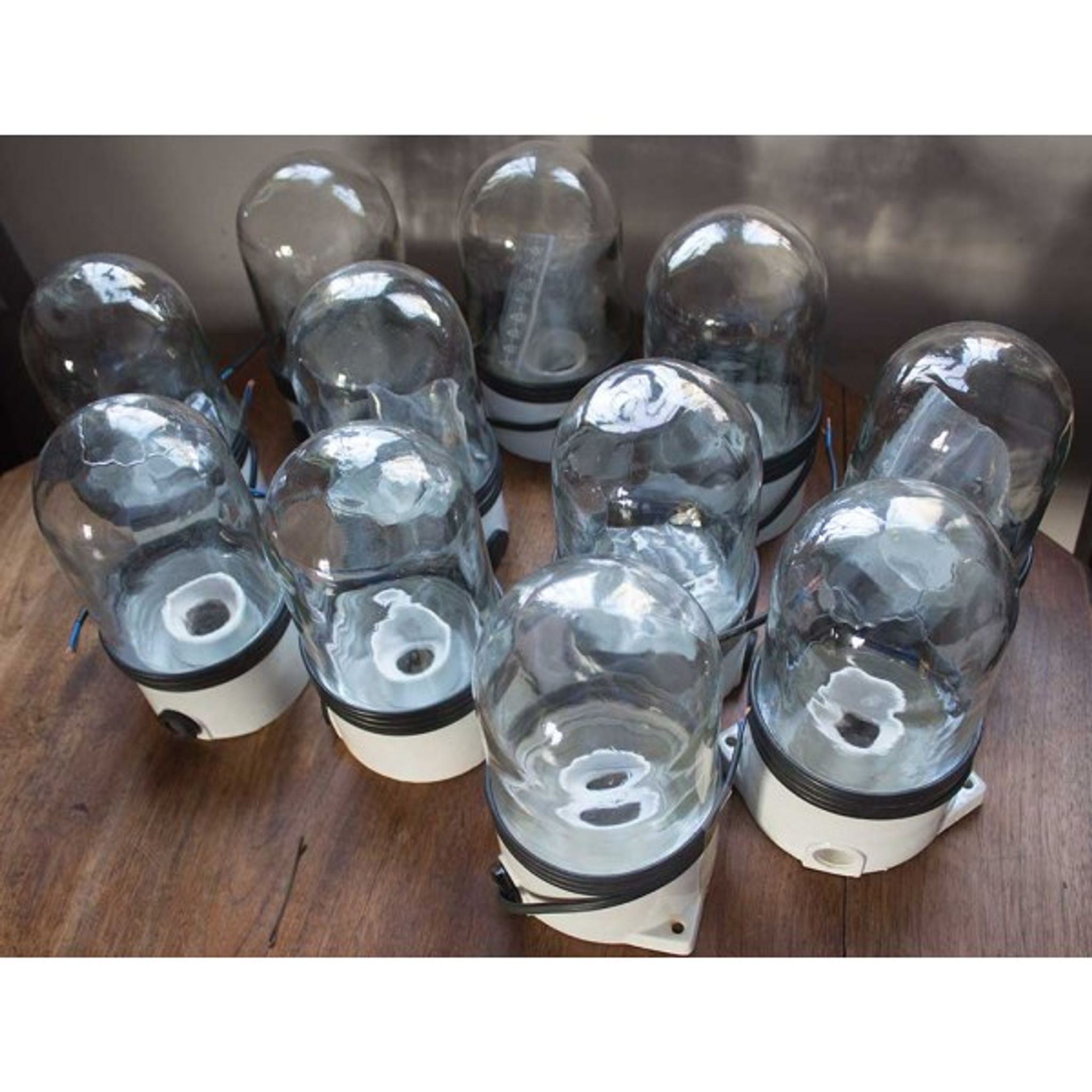 Lampe industriel porcelaine et verre