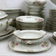 Limoges porcelain service decorated with flowers, mid XXth 57 pieces