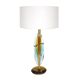 Pair of contemporary Murano glass lamps with a brass structure, made in Italy.