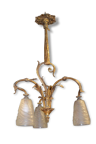 Former bronze chandelier / 3 signed tulips negra