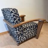 Art Deco Limed Oak Club Chair from De Coene, Belgium, 1930s