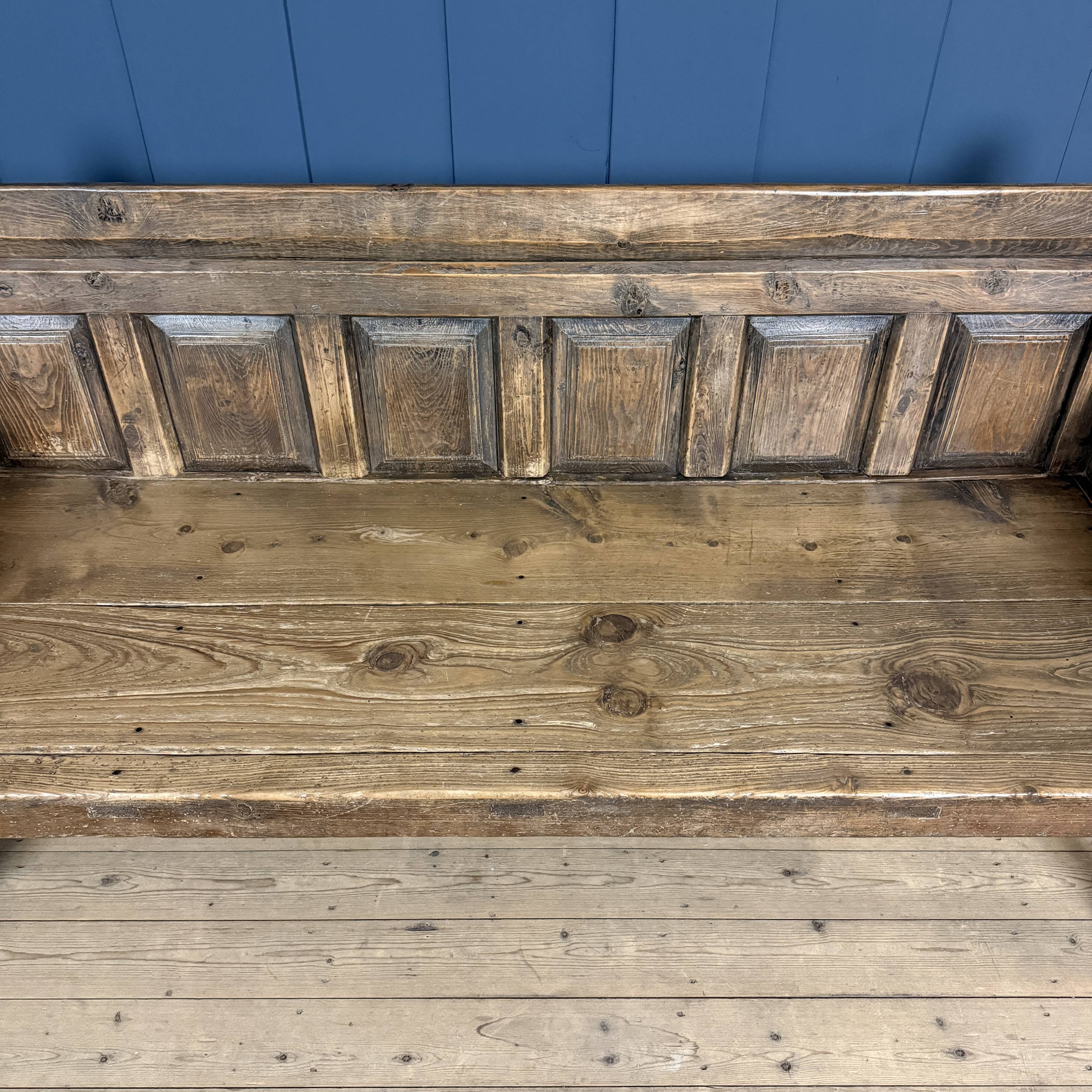 Large antique wooden Spanish bench from the 19th century