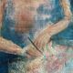 Tableau huile sur toile signé portrait femme « La Dessinatrice »