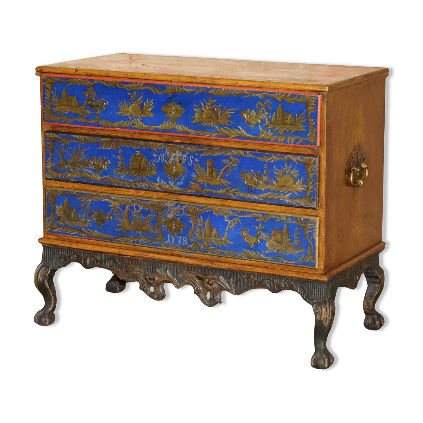 Commode campagne polychrome 1778 en bois style George III