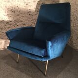 Pair of chairs of Guy Besnard in blue velvet