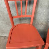 Pair of Thonet or Baumann type bistro chairs in soft orange