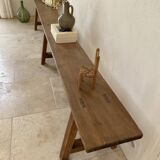 Large antique farmhouse bench 252 cm raw wood patinated