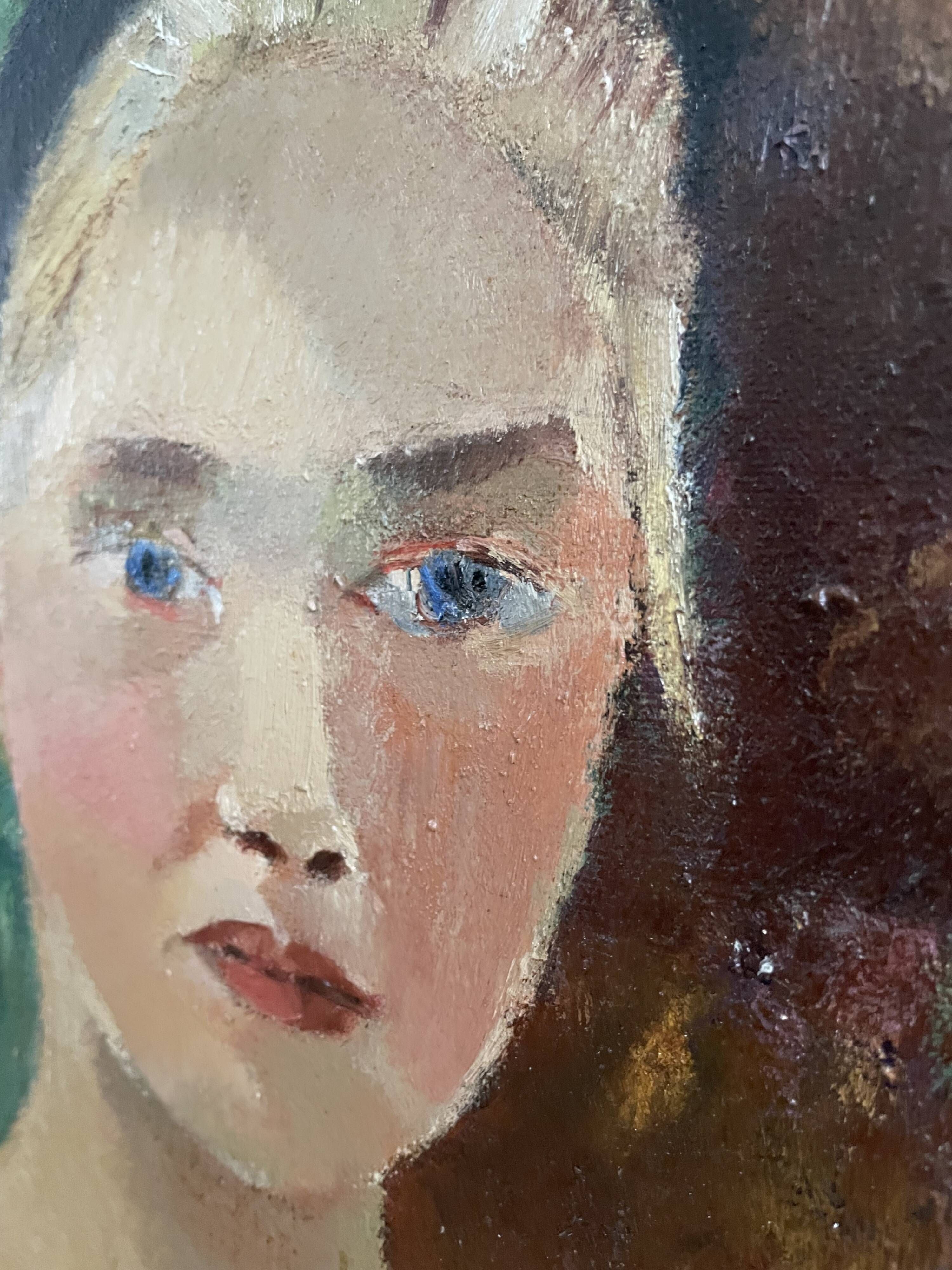 Portrait of a woman, Oil on canvas, Th. Lantz
