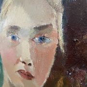 Portrait de femme, Huile sur toile, Th. Lantz