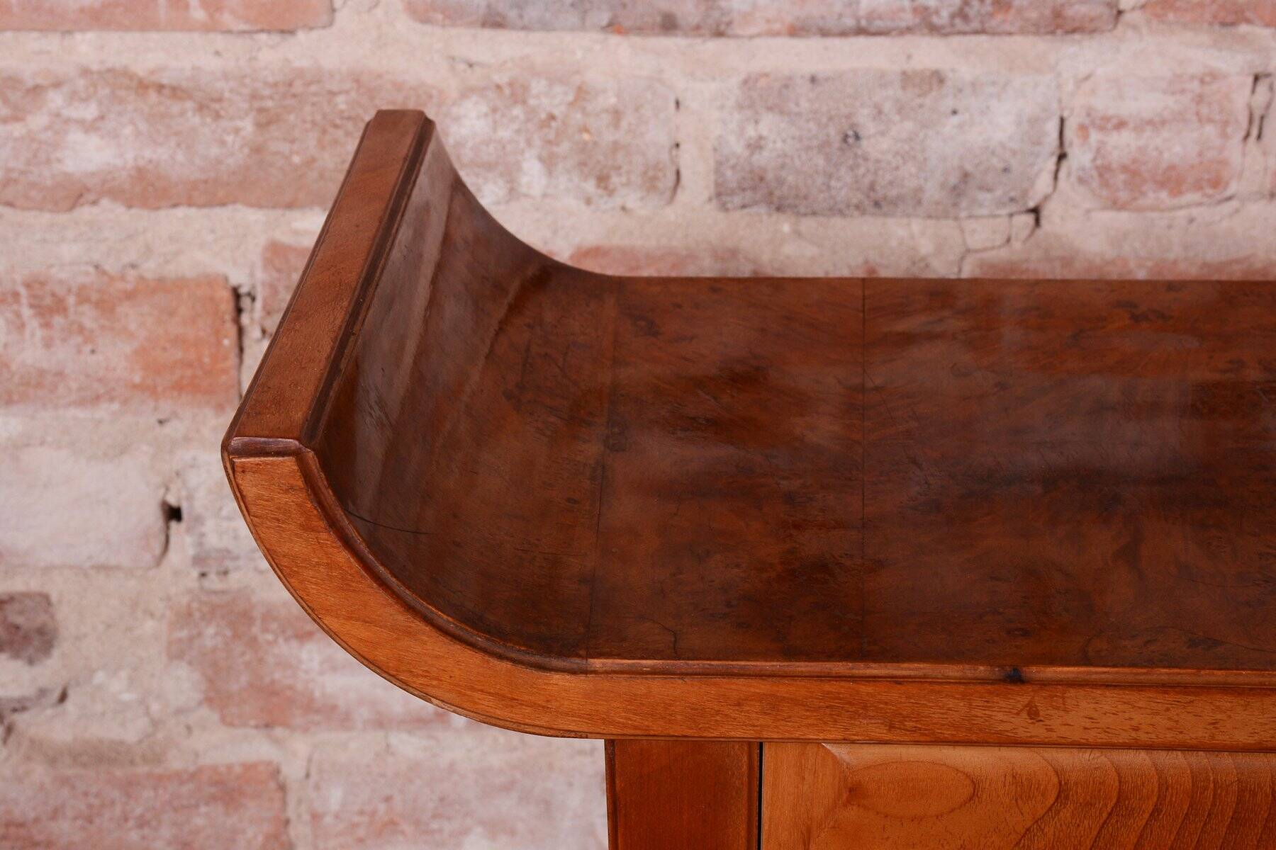 Console Tables in Walnut and Cherry, Czech, 1920s, Set of 2