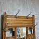 Vintage carved oak hall tree with mirror and coat hooks, early 20th century, 192 × 72 × 24 cm