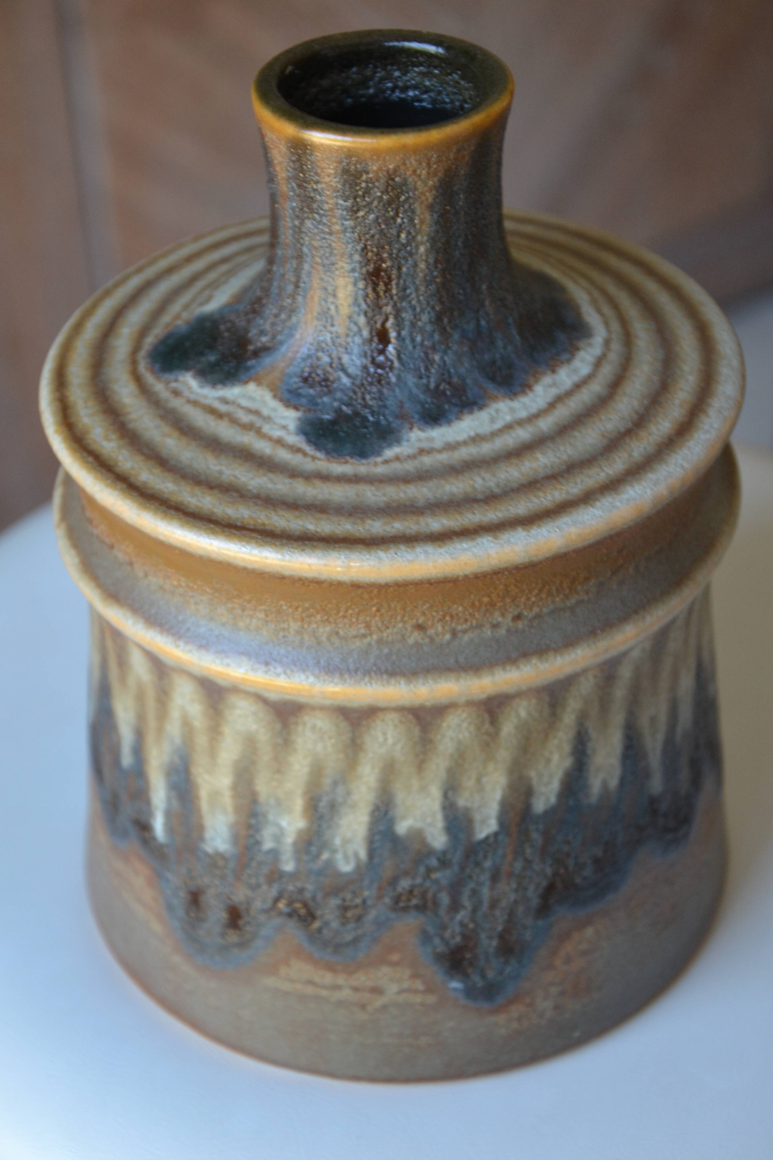 Original vintage flamed stoneware vase