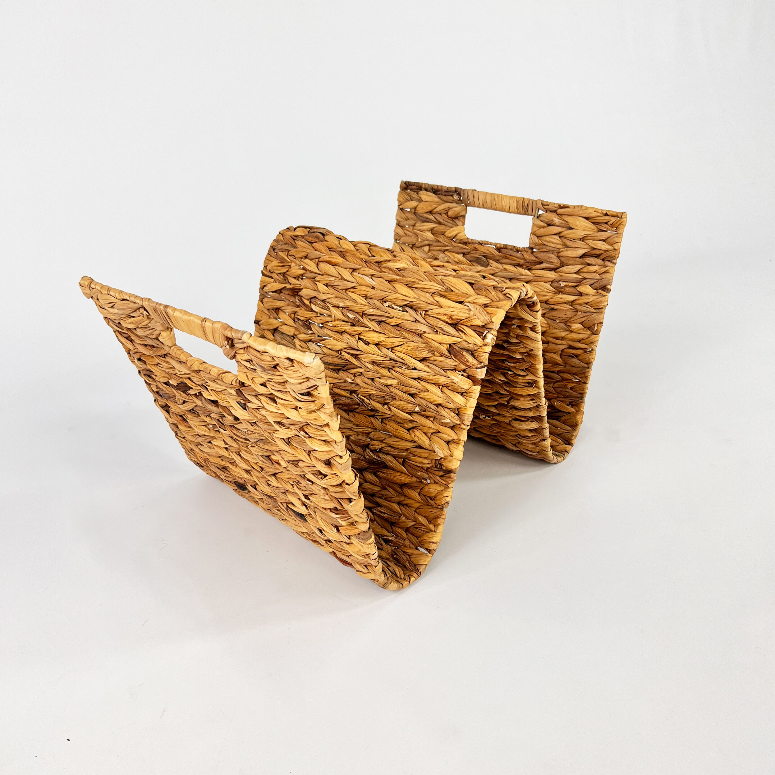 Mid century seagrass magazine rack, 1960s