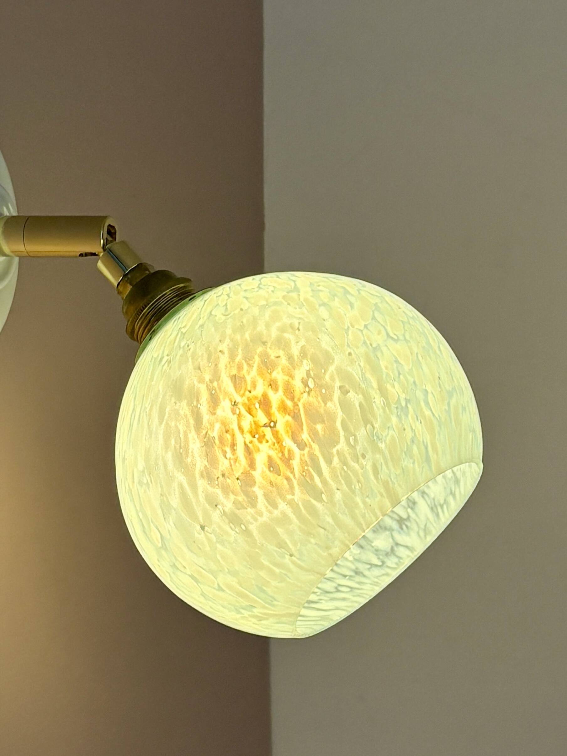 Vintage glass globe wall light in blue from Clichy.