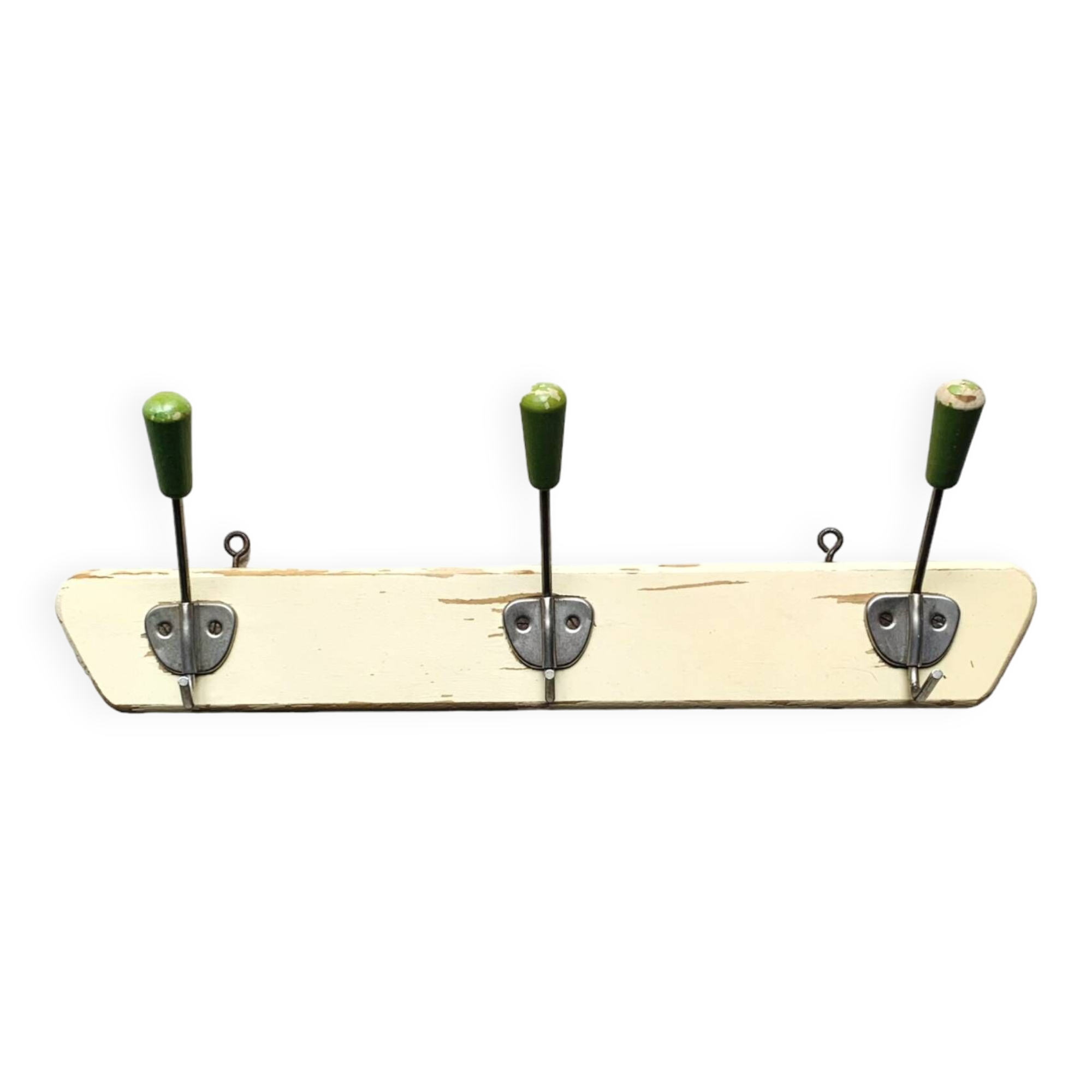 Vintage wooden wall coat rack - 3 hooks