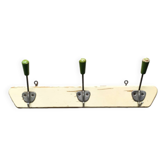 Vintage wooden wall coat rack - 3 hooks