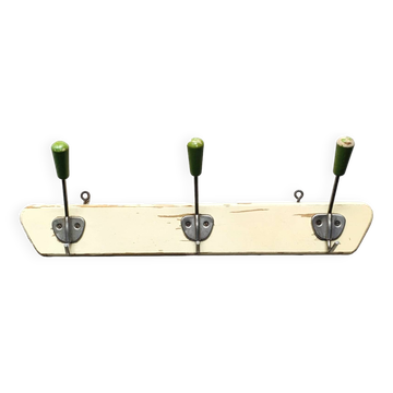 Vintage wooden wall coat rack - 3 hooks