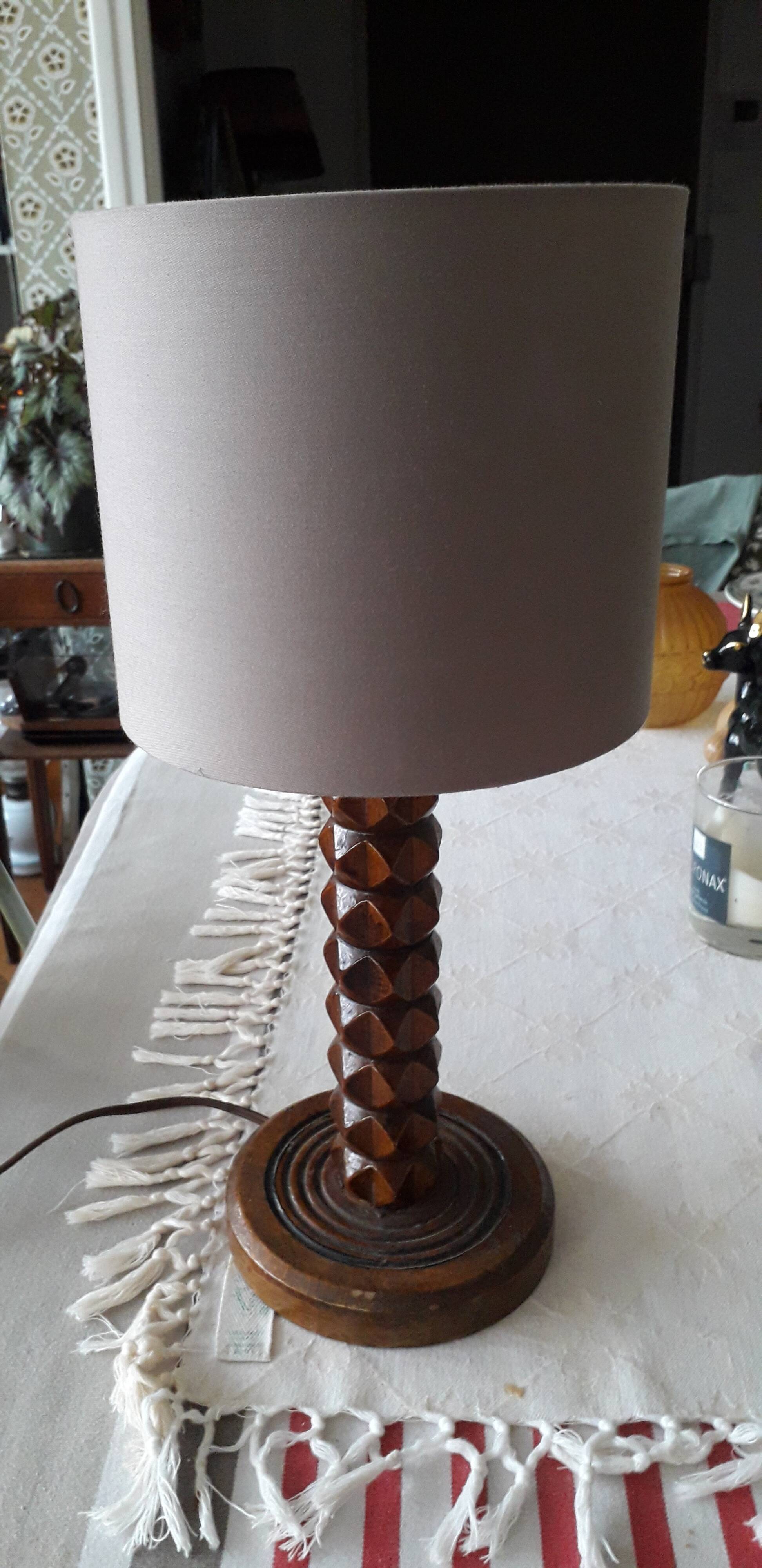 Antique carved wooden lamp