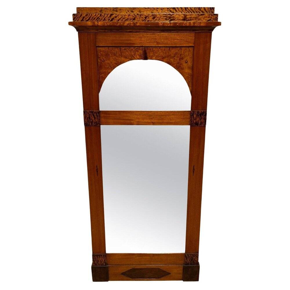 Biedermeier Mirror in Mahogany, Birch & Thuja Roots Wood, Austria, 1820s