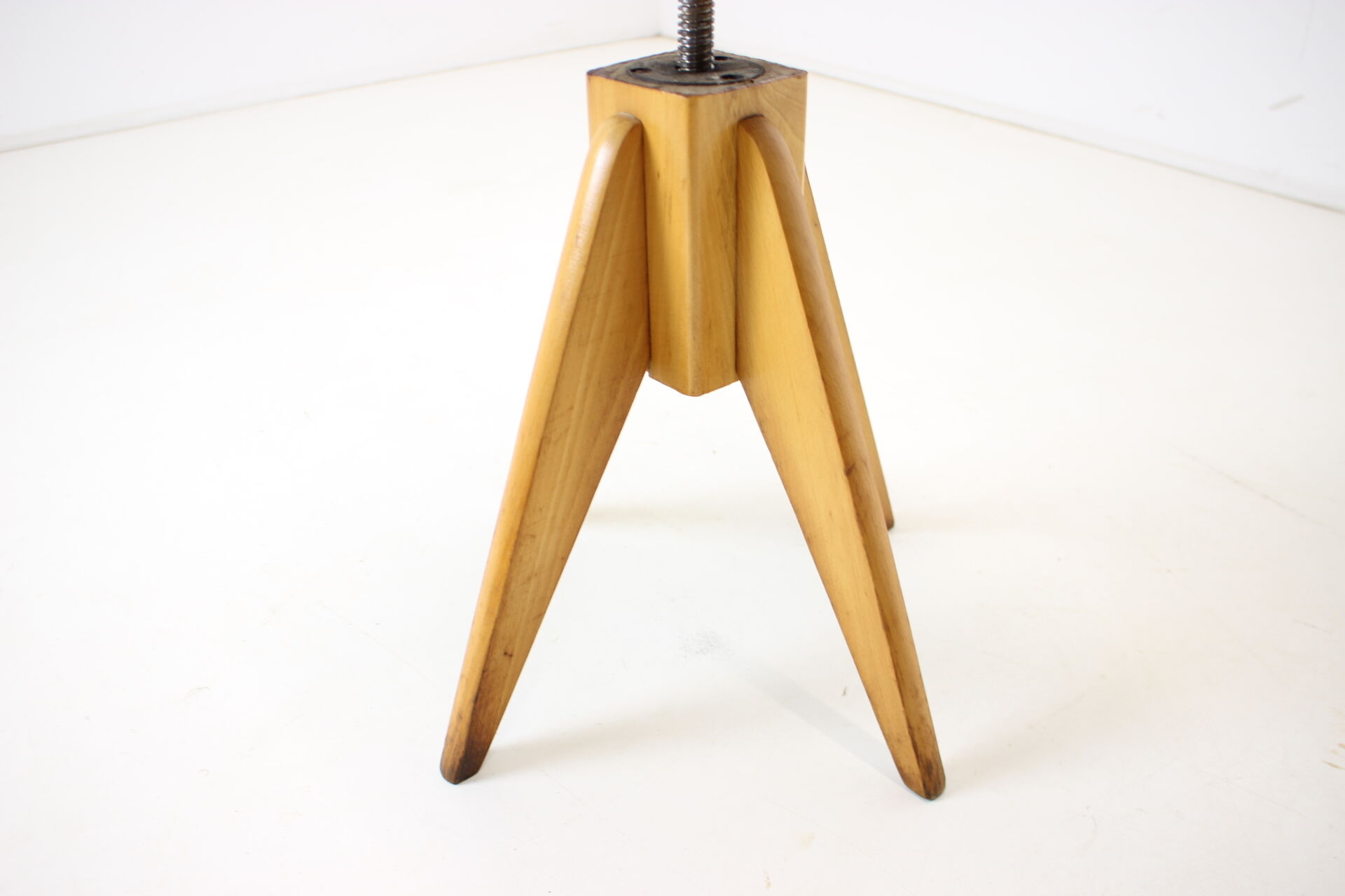 Midcentury wood revolving chair, czechoslovakia, 1970s