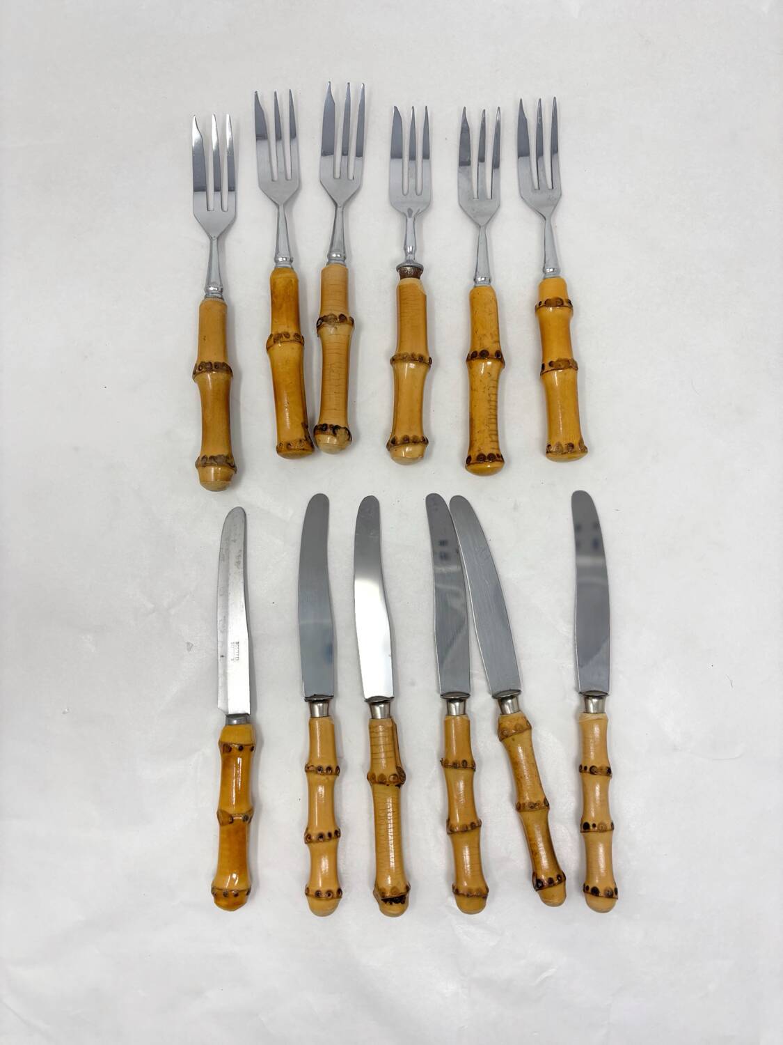 Set of 6 bamboo dessert cutlery