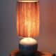 Blue ceramic lamp, hemp lampshade, 60s