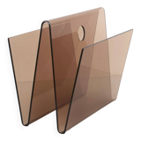 70's smoked plexiglass magazine rack