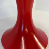 Italian Art Deco Round Table in Ziricote Wood with Red Lacquered Base, 1950