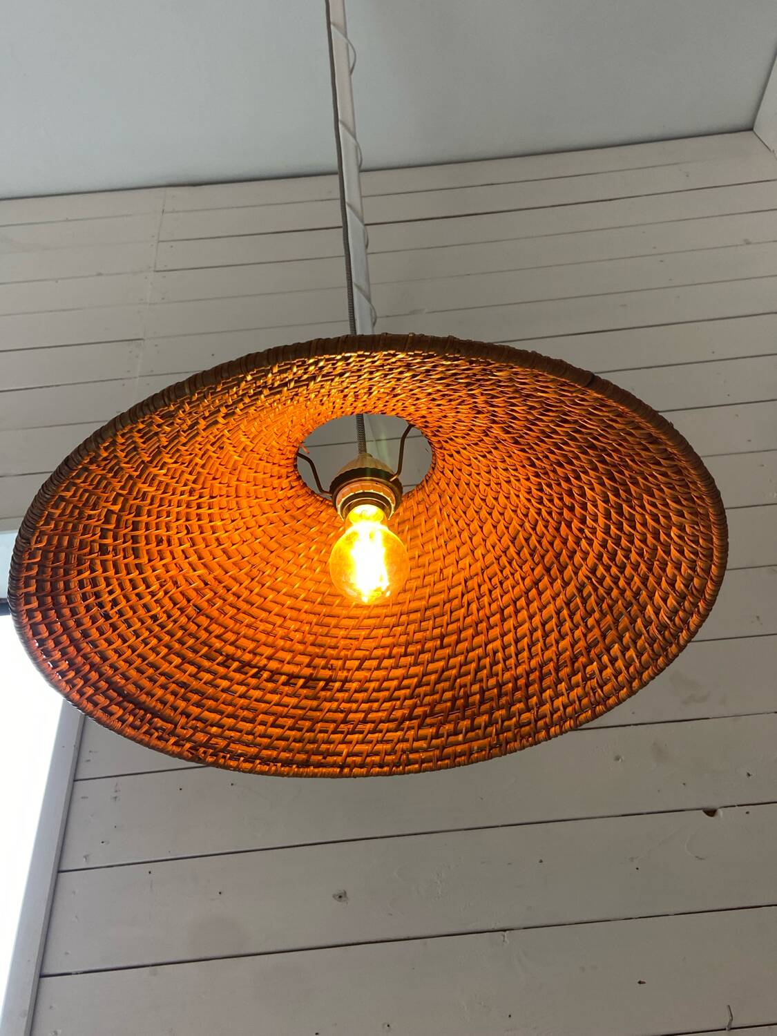 Rattan pendant lamp from the 60s