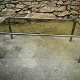 Table basse verre fumé et chrome année 70