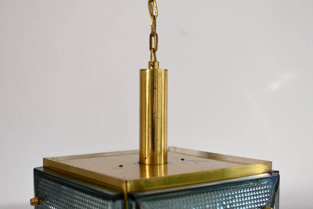 Mid-century Malmö Metallvarufabrik pendant light brass and glass