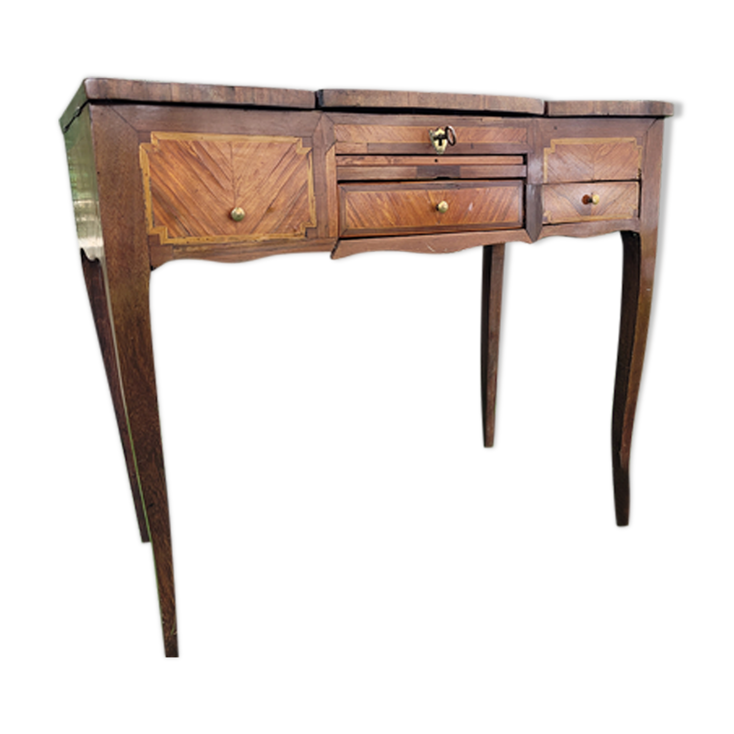 Coiffeuse d'époque louis xv en bois de plaquage