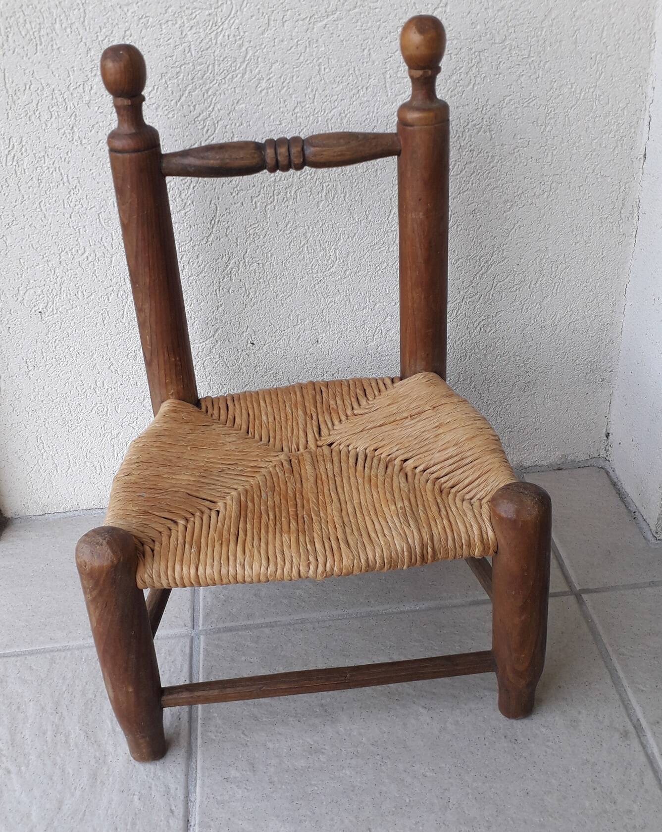 Chaise enfant bois et paille
