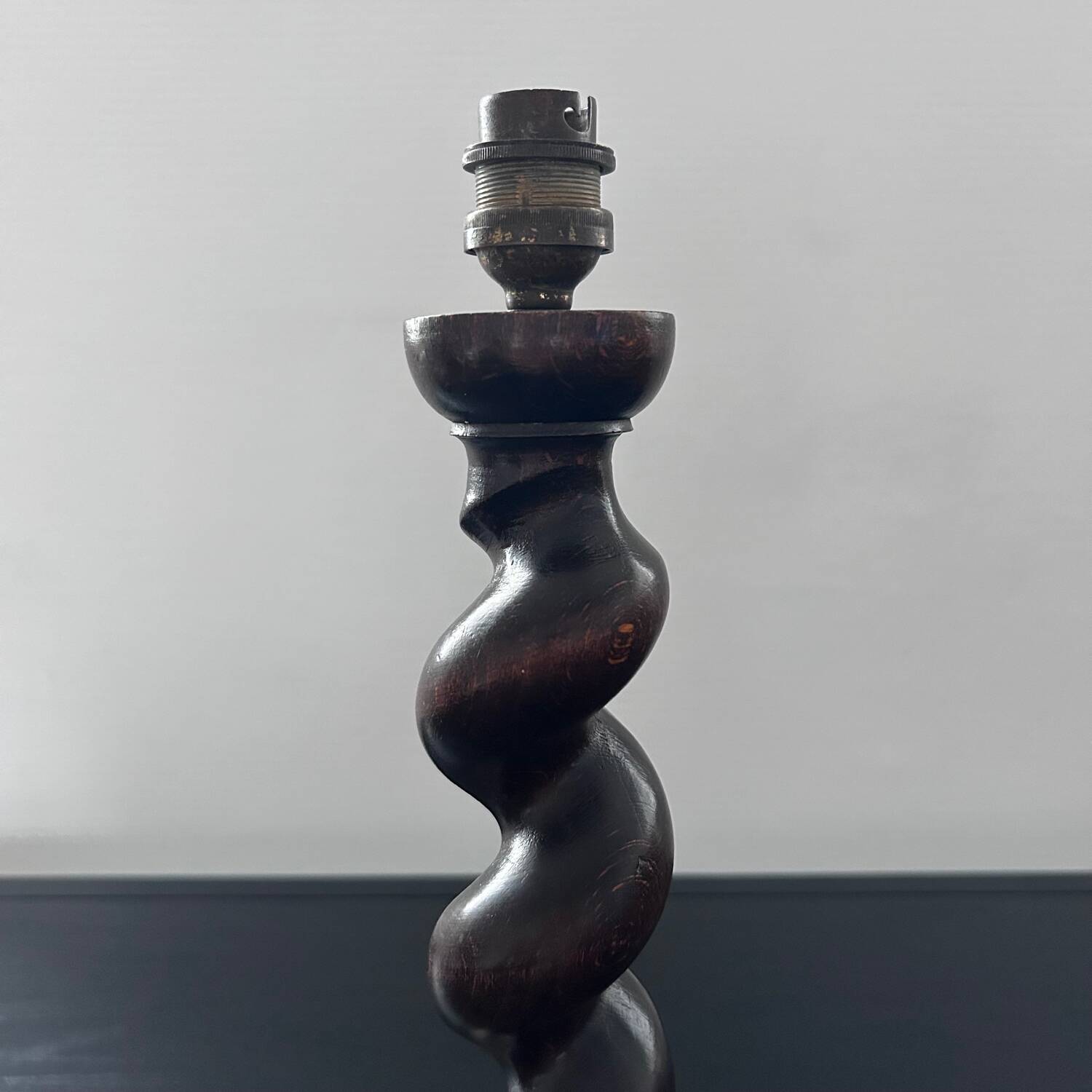 Turned wooden lamp base