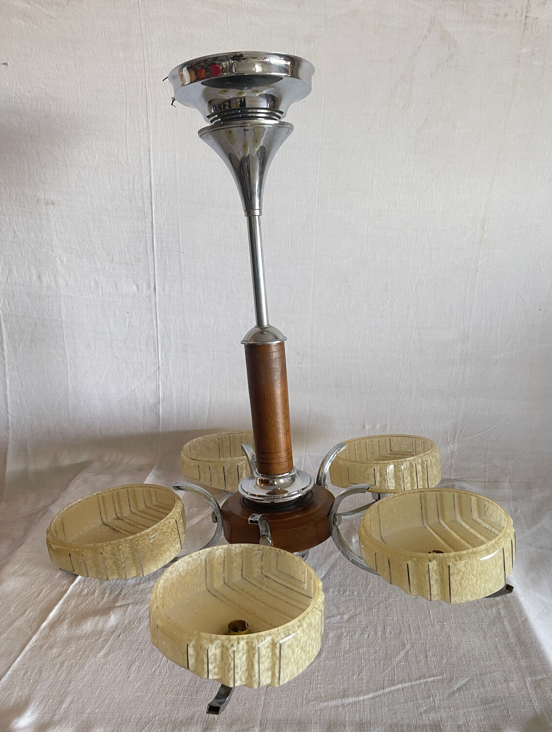 Art deco chandelier 5 branches circa 1940