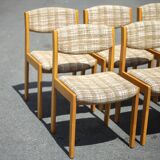 Dining room chairs X 6, vintage chair, vintage wood and fabric chair, series of chairs, decoration