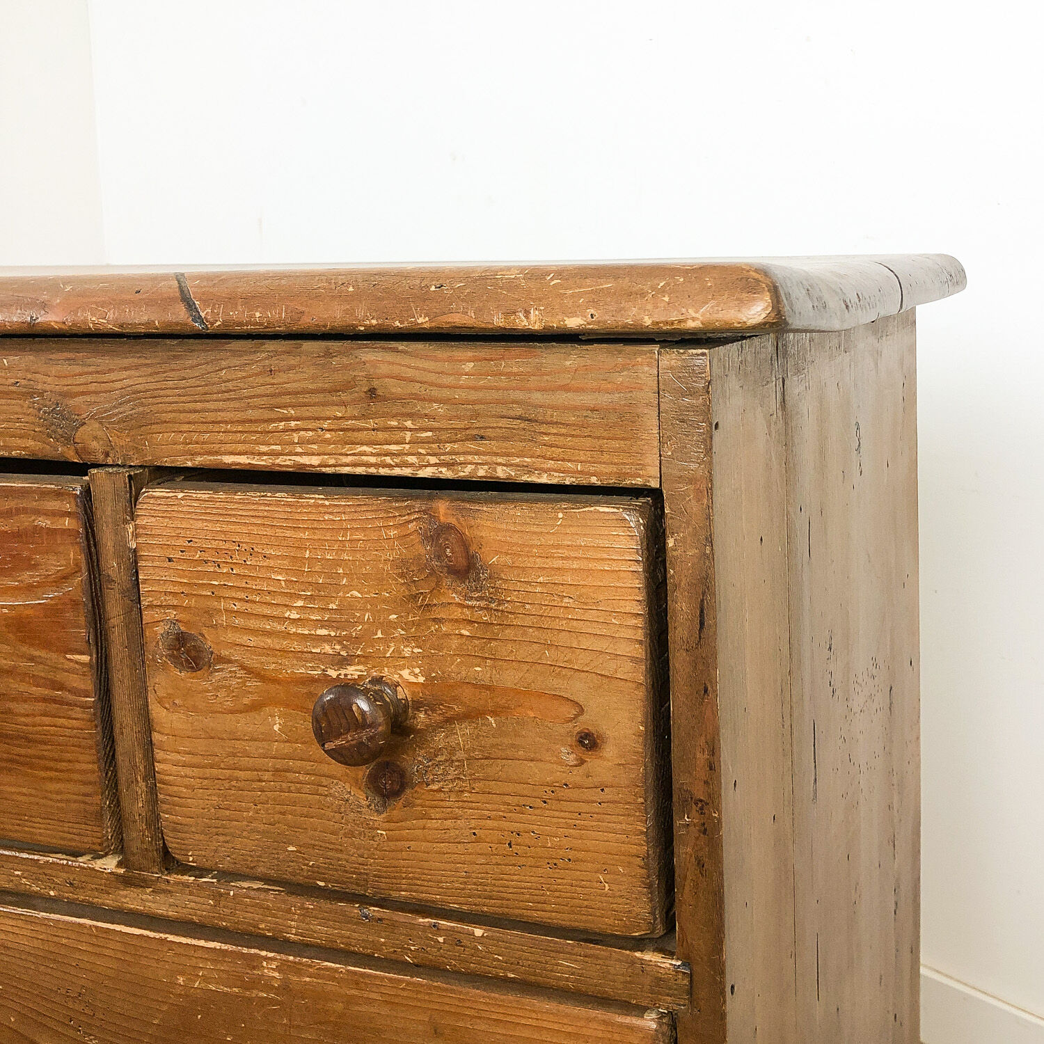 Pine bank of drawers