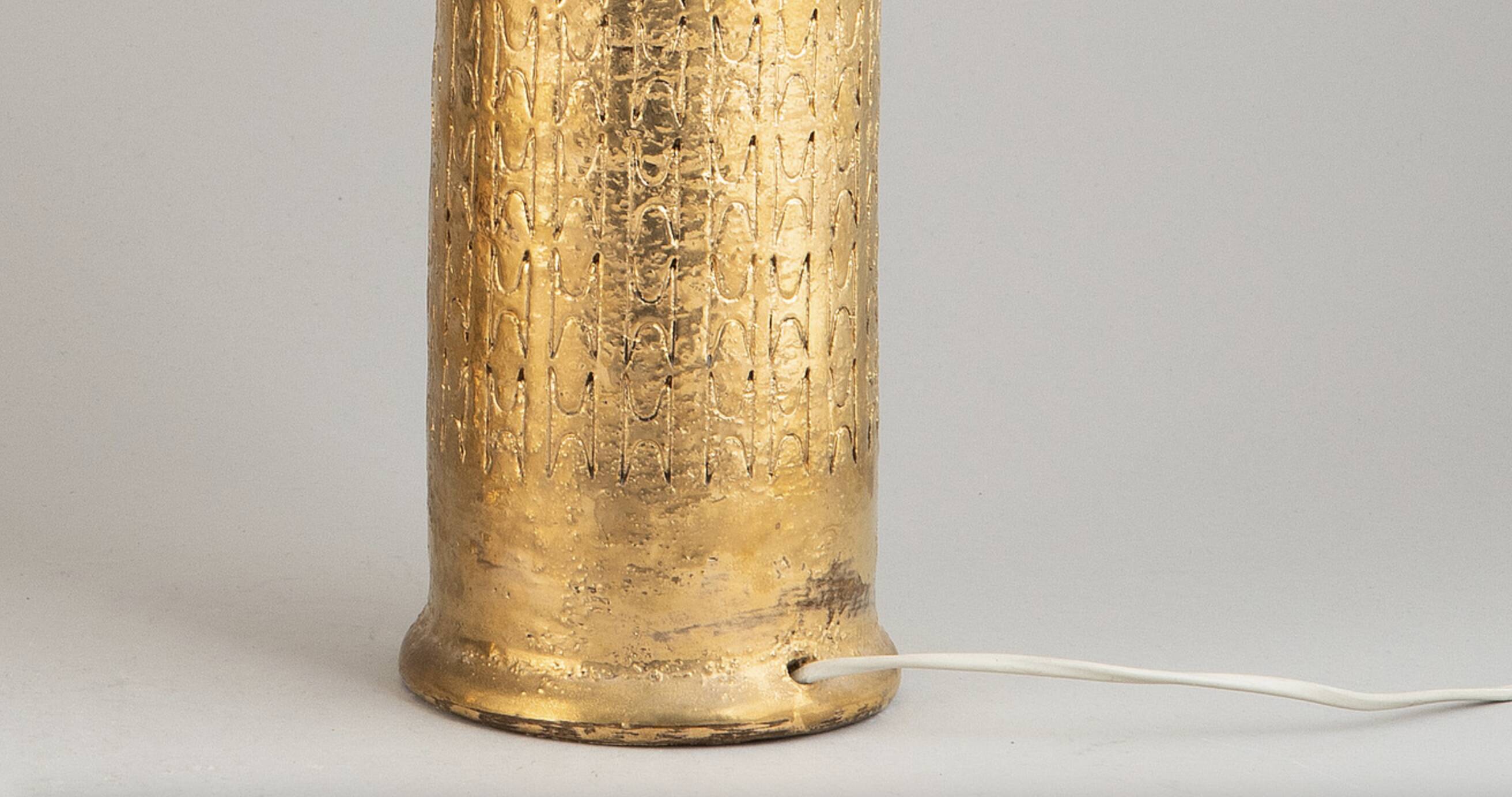 Paire de lampes en céramique Bitossi à glaçure dorée, Italie, 1970