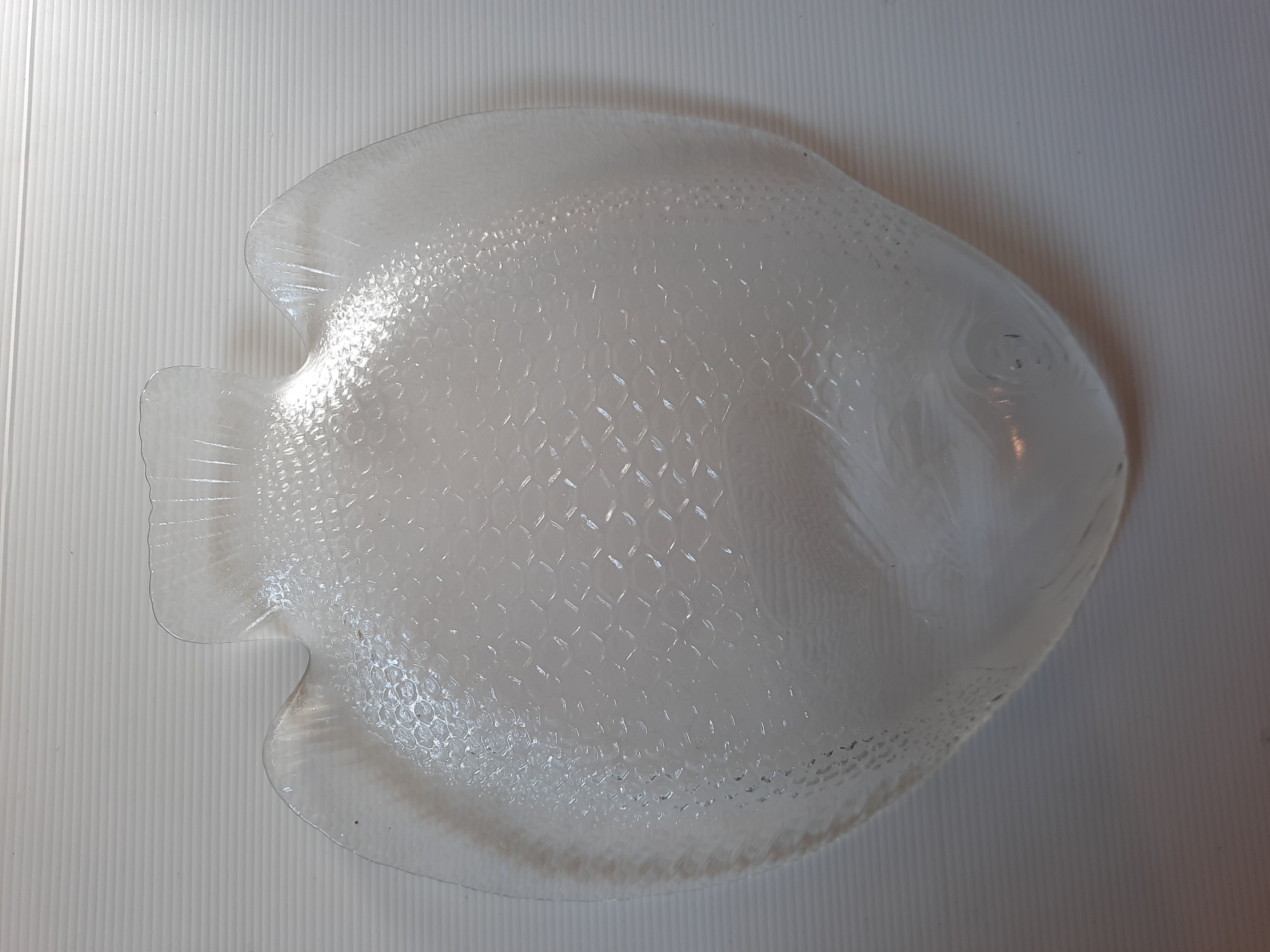 Lot 7 Assiettes Poisson En Verre Arcoroc – Plat + 6 Assiettes – Vintage France (Années 70/80)