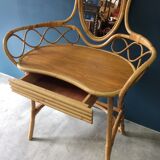 Old rattan hairdresser with stool