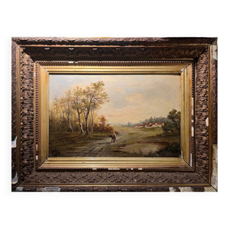 Tableau HST 19th century signed Borough "Animated Landscape"