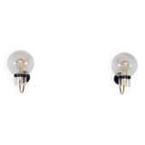 Wall lights with blown glass globes.