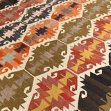 9x12 Multicolor Geometric Vintage Kilim Rug, 264x383Cm